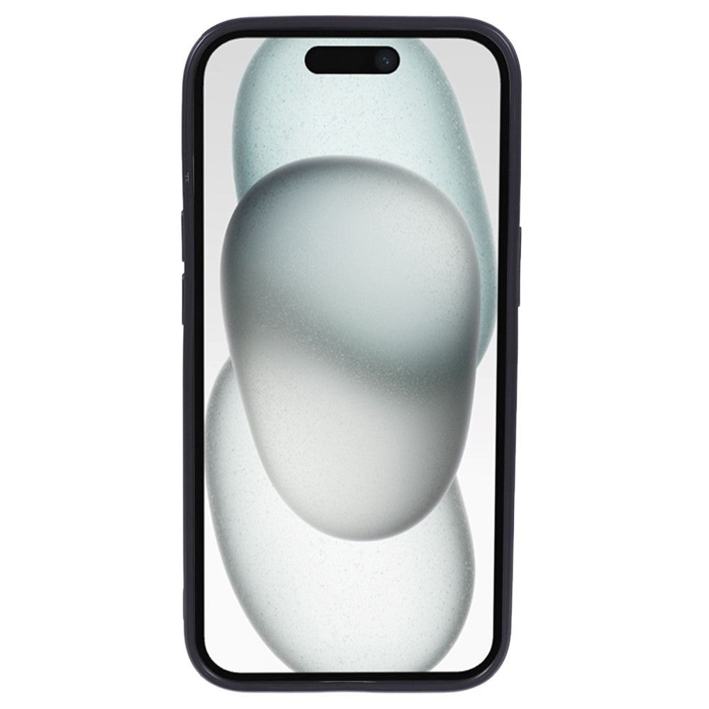 iPhone 15 Pro Max Læderbetrukket Fleksibelt Plastik Cover m. Kortholder - Sort