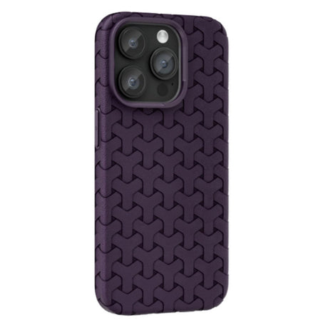 iPhone 15 Pro Fleksibelt Plastik Cover - Flettet Tekstur - Lilla