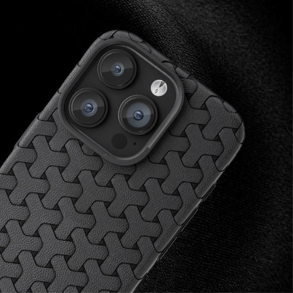 iPhone 15 Pro Fleksibelt Plastik Cover - Flettet Tekstur - Lilla