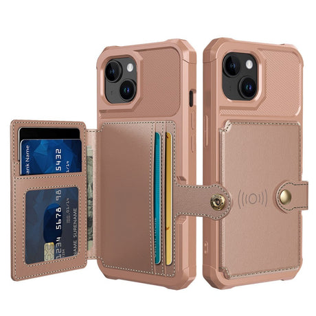 iPhone 15 Hybrid Cover m. Pung - Rose Gold