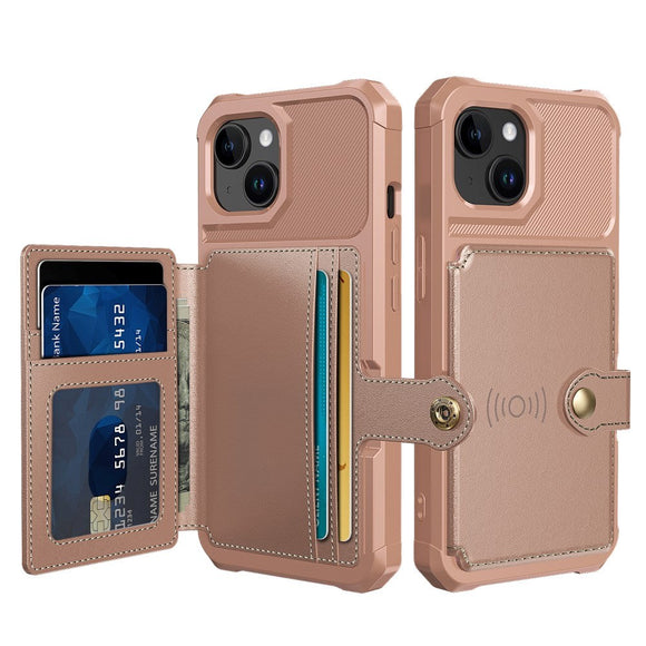 iPhone 15 Hybrid Cover m. Pung - Rose Gold