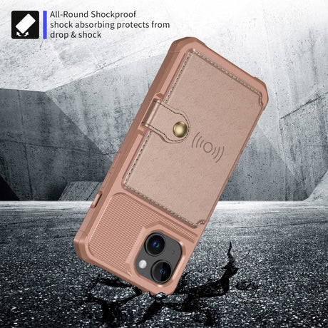 iPhone 15 Hybrid Cover m. Pung - Rose Gold