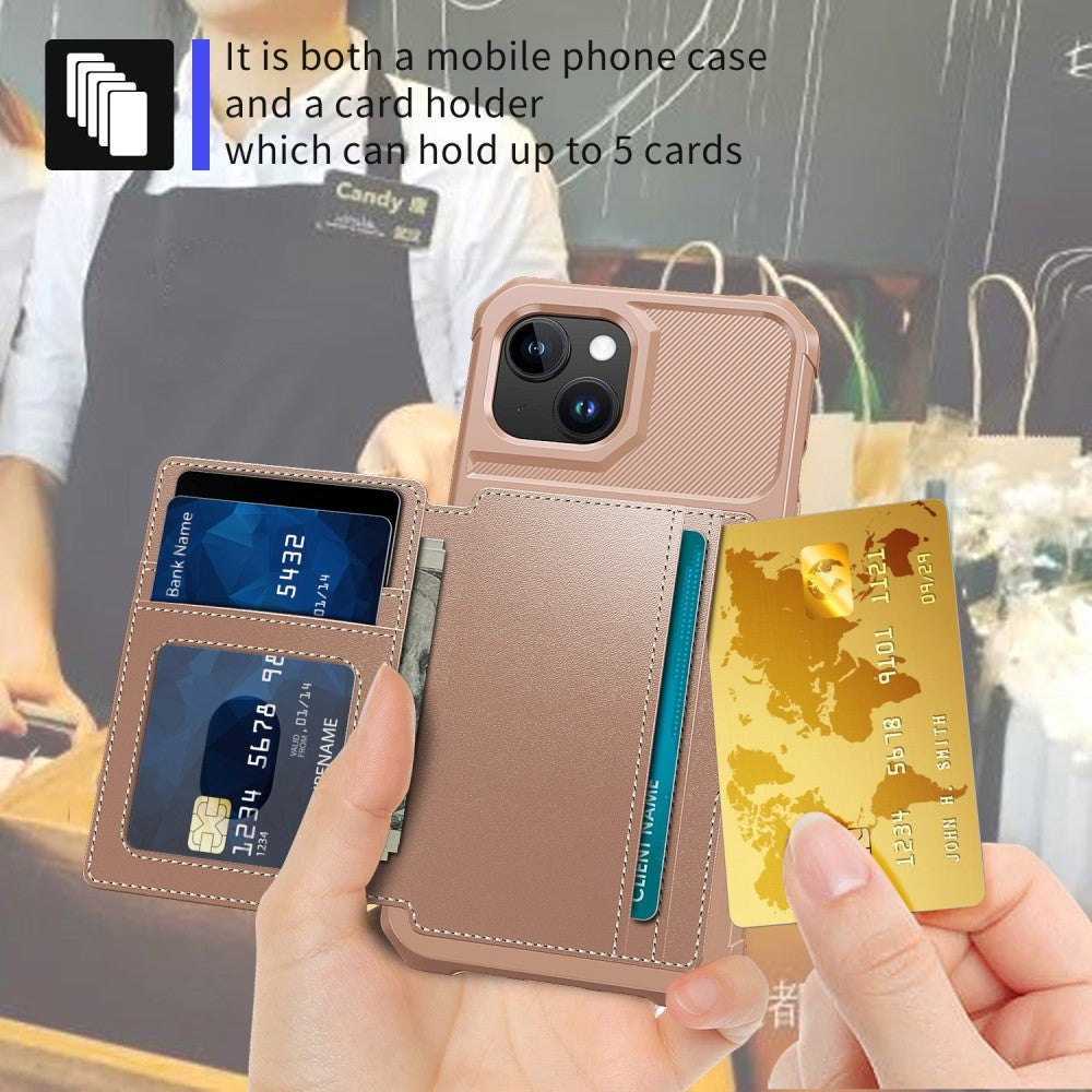 iPhone 15 Hybrid Cover m. Pung - Rose Gold