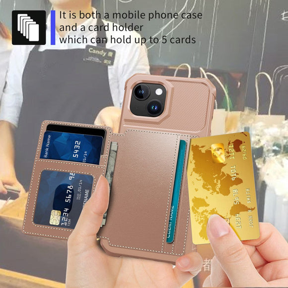 iPhone 15 Hybrid Cover m. Pung - Rose Gold