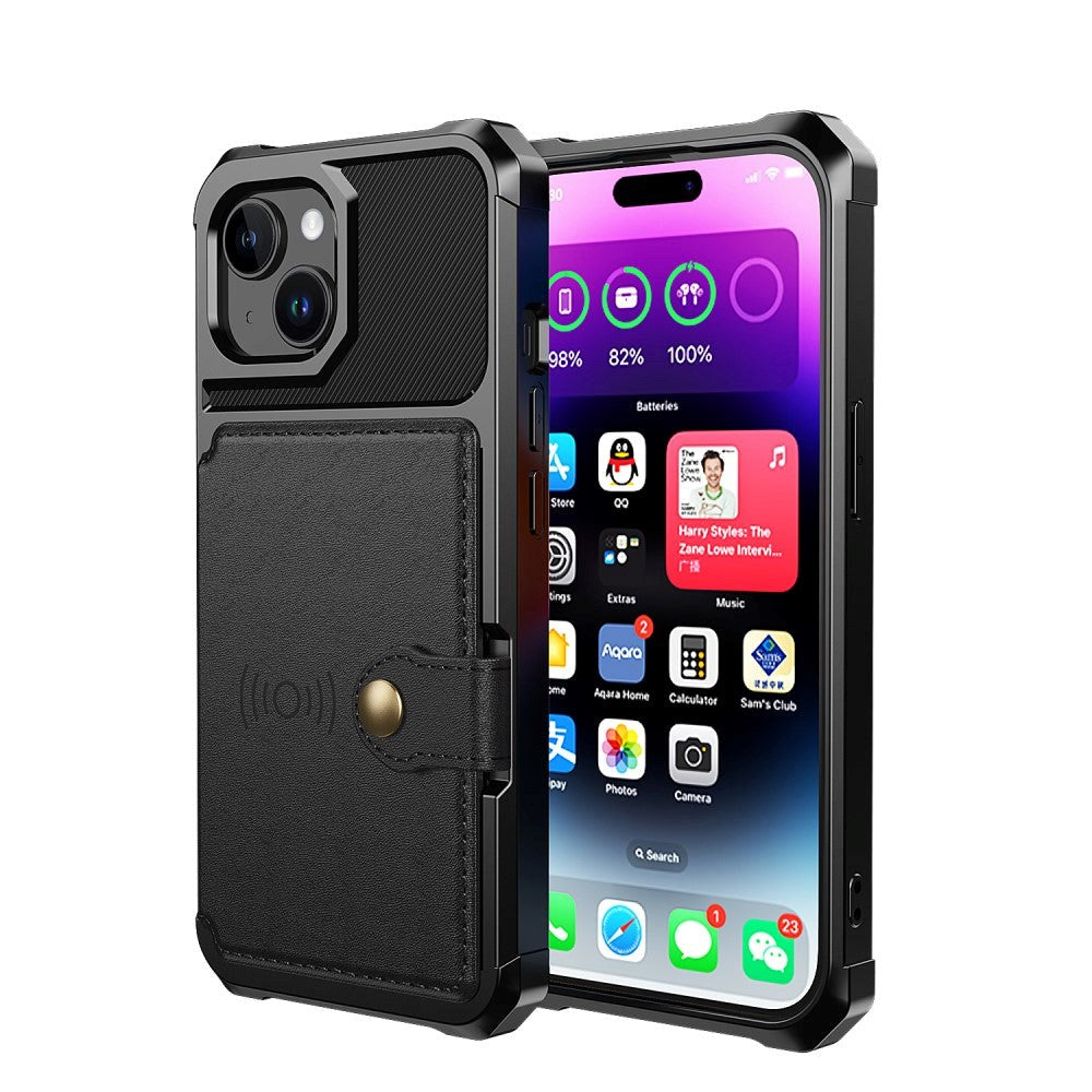 iPhone 15 Hybrid Cover m. Pung - Sort