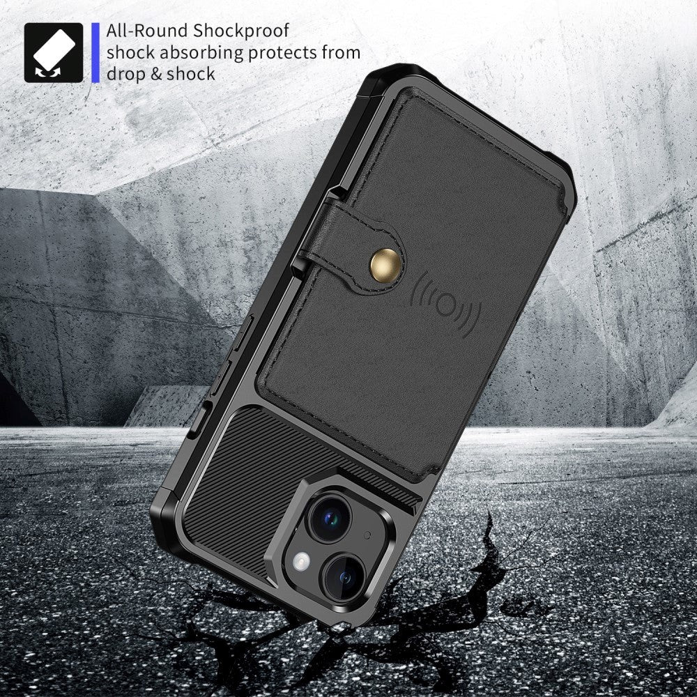 iPhone 15 Hybrid Cover m. Pung - Sort