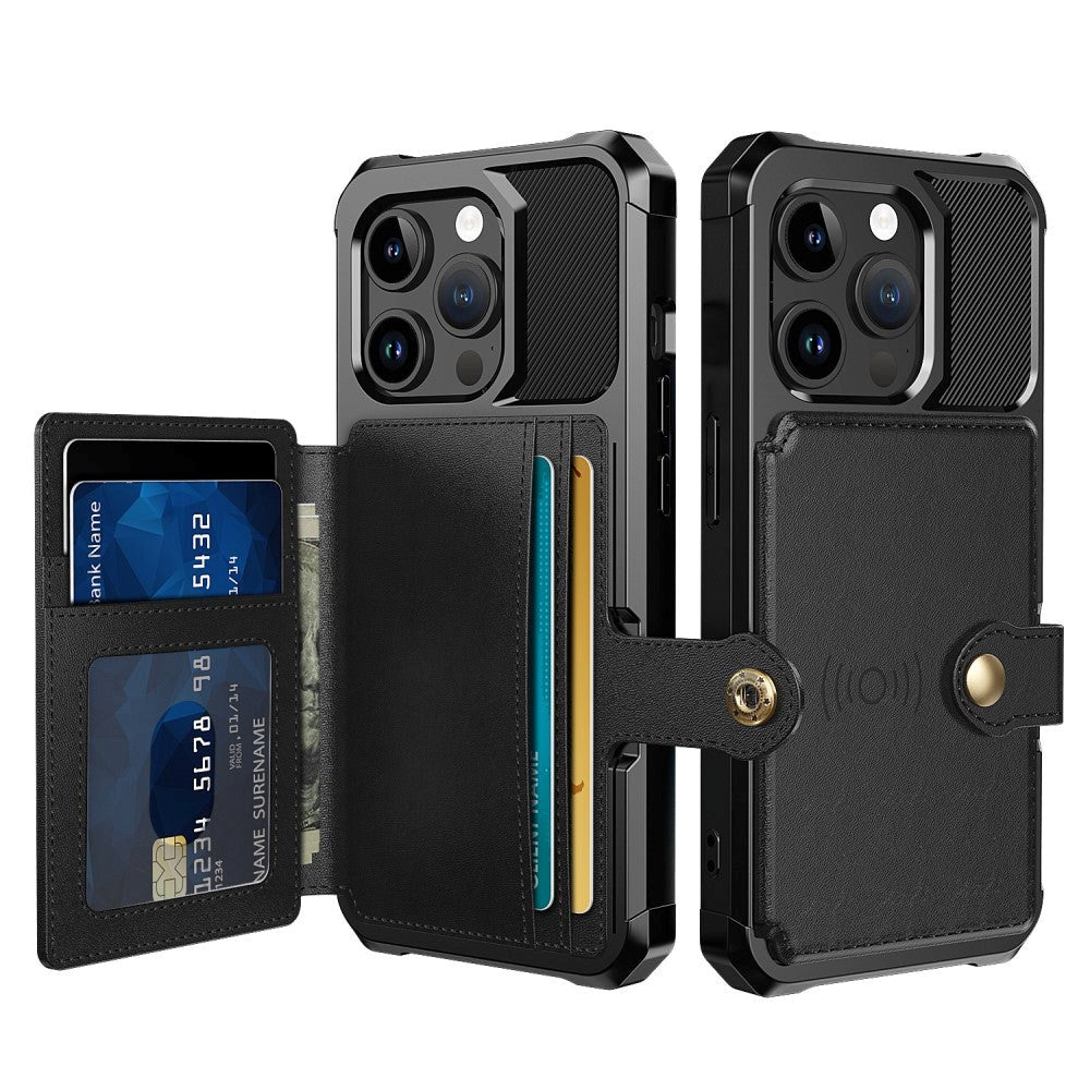 iPhone 15 Pro Hybrid Cover m. Pung - Sort