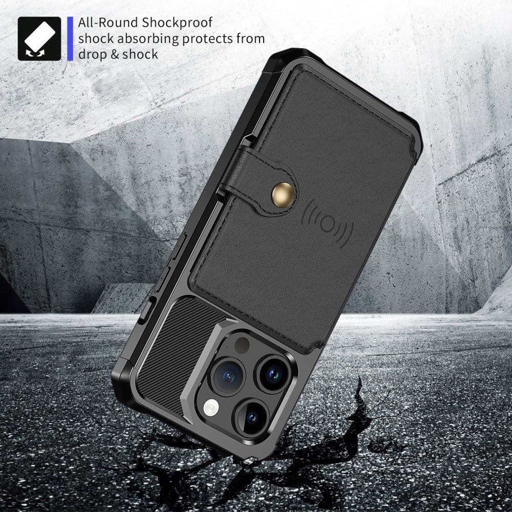 iPhone 15 Pro Hybrid Cover m. Pung - Sort