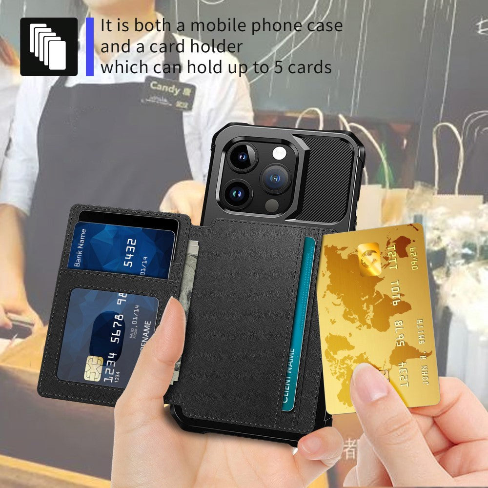 iPhone 15 Pro Hybrid Cover m. Pung - Sort