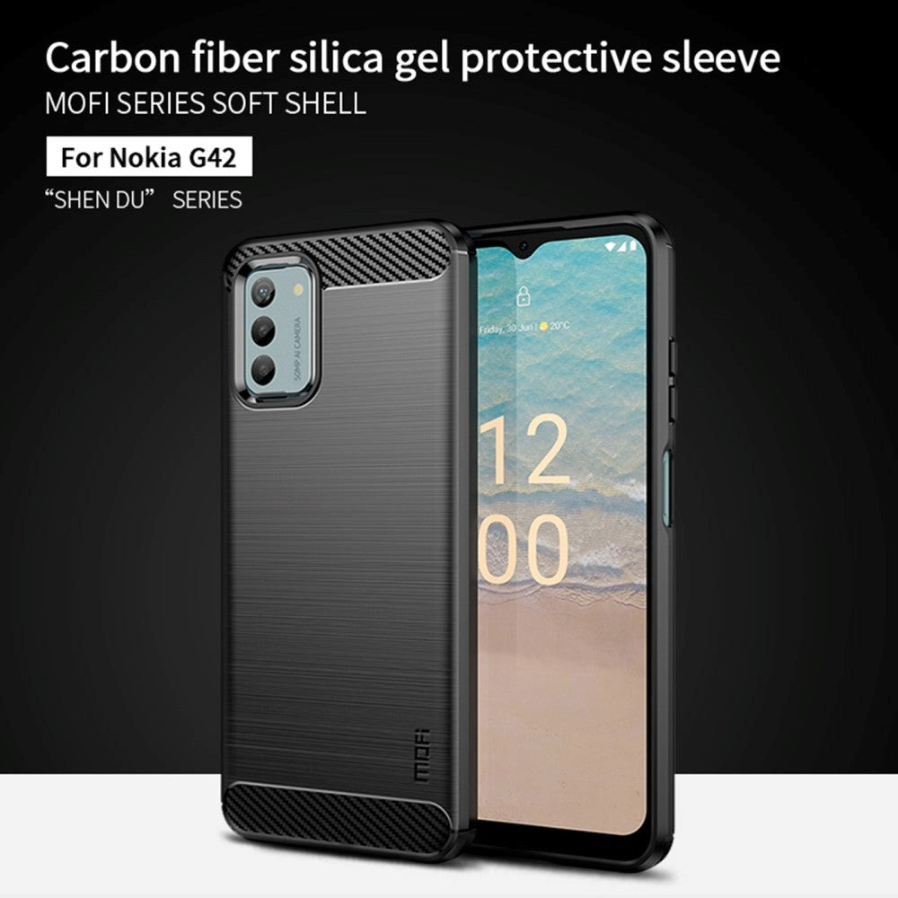 Nokia G42 Brushed Carbon Fiber Cover - Sort
