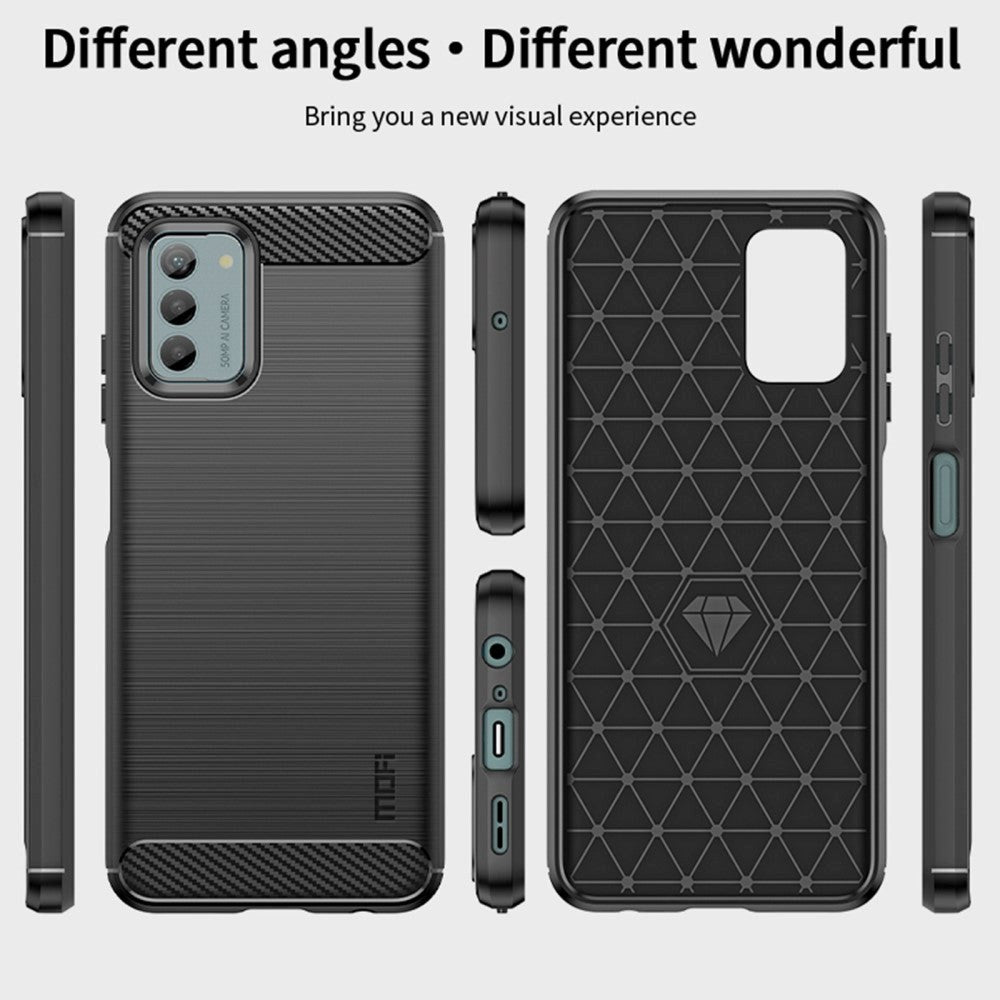 Nokia G42 Brushed Carbon Fiber Cover - Sort