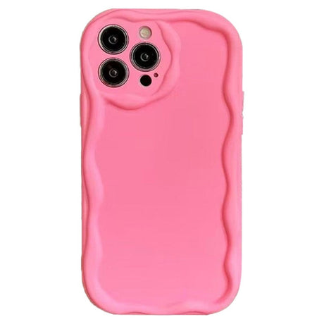 iPhone 15 Pro Max Fleksibelt Plastik Cover m. Bølget Kanter - Pink