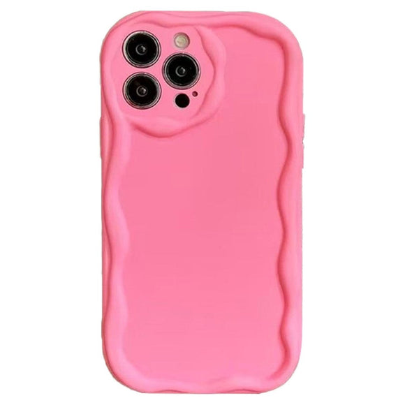 iPhone 15 Pro Max Fleksibelt Plastik Cover m. Bølget Kanter - Pink