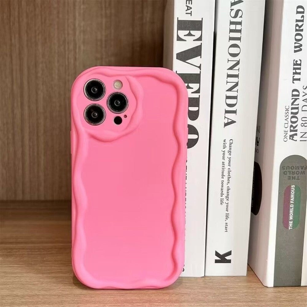 iPhone 15 Pro Max Fleksibelt Plastik Cover m. Bølget Kanter - Pink