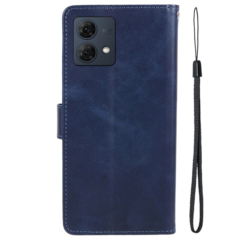 Motorola Moto G84 Læder Cover m. Pung & Strop - Blå