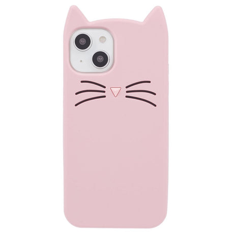 iPhone 13 Silikone Cover m. 3D Kat - Lyserød