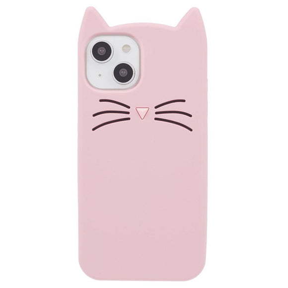 iPhone 13 Silikone Cover m. 3D Kat - Lyserød