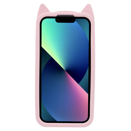 iPhone 13 Silikone Cover m. 3D Kat - Lyserød