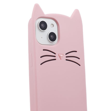 iPhone 13 Silikone Cover m. 3D Kat - Lyserød