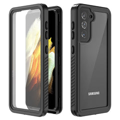 Samsung Galaxy S21 - Vandtæt Hybrid Cover m. Indbygget Skærmbeskyttelsesfilm - Gennemsigtig / Sort