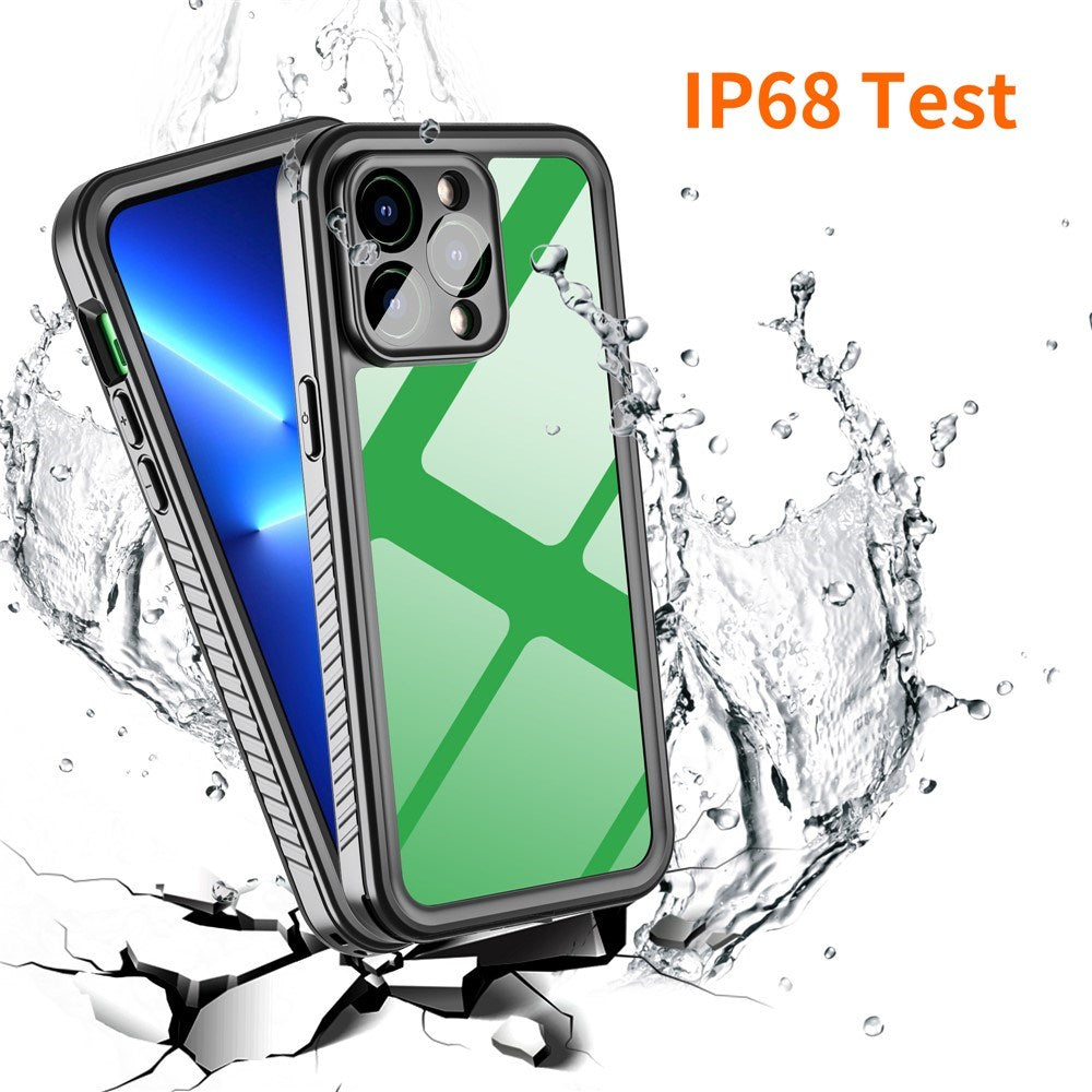 iPhone 14 Pro Max IP68 Støv- & Vandtæt Cover - Gennemsigtig / Sort