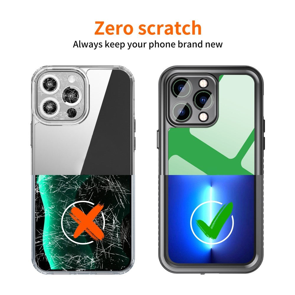 iPhone 14 Pro Max IP68 Støv- & Vandtæt Cover - Gennemsigtig / Sort