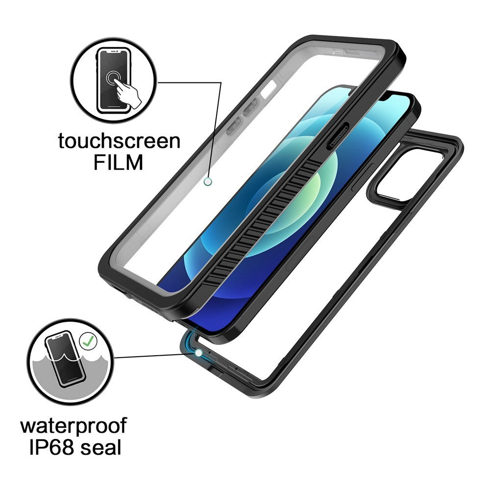 iPhone 12 Pro IP68 Støv- & Vandtæt Cover - Gennemsigtig / Sort