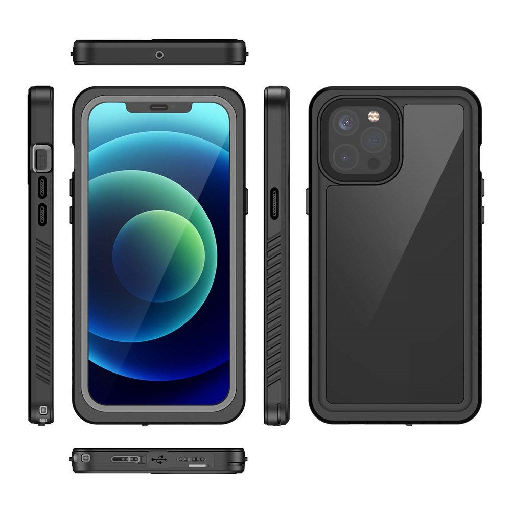 iPhone 12 Pro IP68 Støv- & Vandtæt Cover - Gennemsigtig / Sort