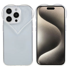 EIDERWOOD iPhone 15 Pro Fleksibelt Plastik Cover m. Hjerteform - Gennemsigtig