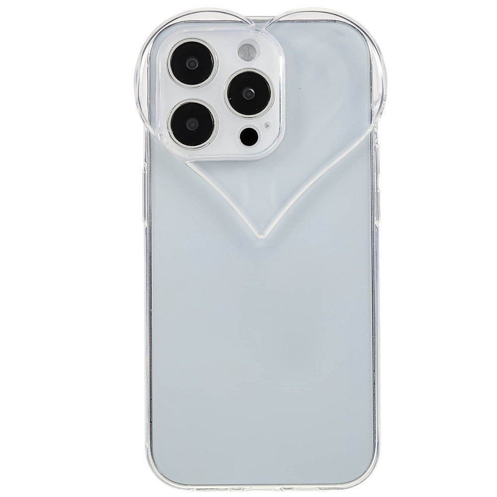 EIDERWOOD iPhone 15 Pro Fleksibelt Plastik Cover m. Hjerteform - Gennemsigtig