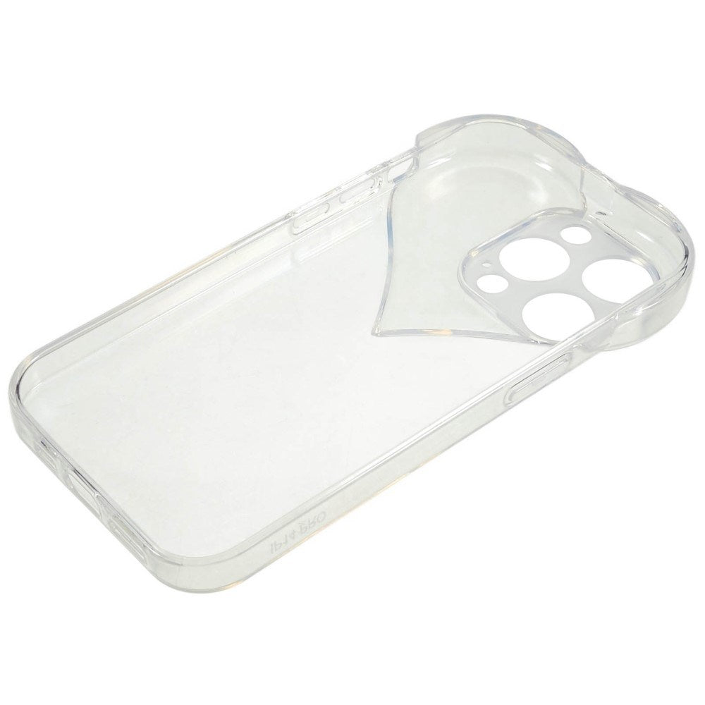 EIDERWOOD iPhone 15 Pro Fleksibelt Plastik Cover m. Hjerteform - Gennemsigtig