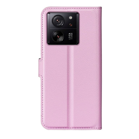 Xiaomi 13T / 13T Pro Litchi Læder Cover m. Pung - Lyserød