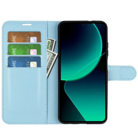 Xiaomi 13T / 13T Pro Litchi Læder Cover m. Pung - Blå