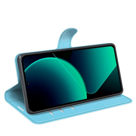 Xiaomi 13T / 13T Pro Litchi Læder Cover m. Pung - Blå