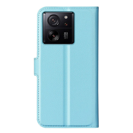 Xiaomi 13T / 13T Pro Litchi Læder Cover m. Pung - Blå