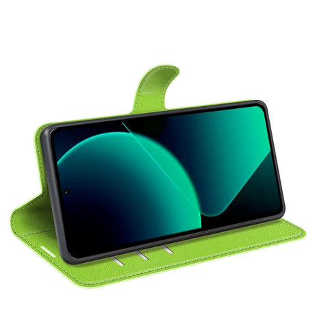 Xiaomi 13T / 13T Pro Litchi Læder Cover m. Pung - Grøn