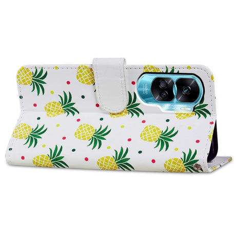 Honor 90 Lite Kunstlæder Cover m. Pung og Strop - Ananas