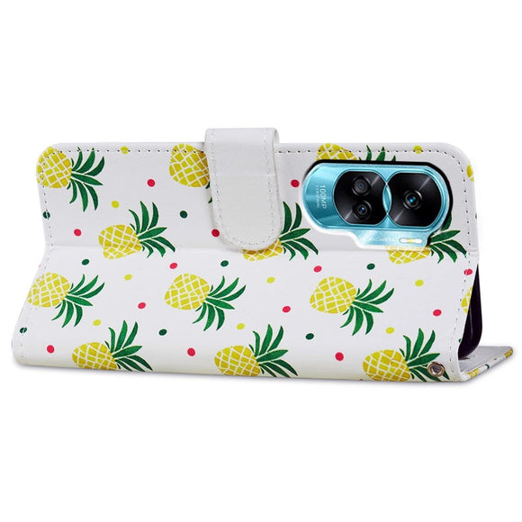 Honor 90 Lite Kunstlæder Cover m. Pung og Strop - Ananas