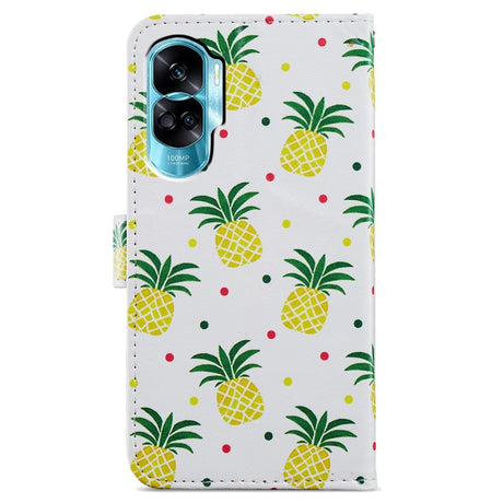 Honor 90 Lite Kunstlæder Cover m. Pung og Strop - Ananas