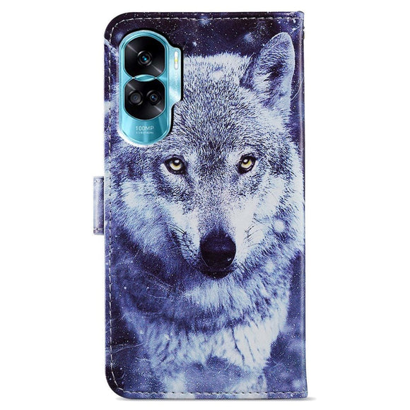 Honor 90 Lite Kunstlæder Cover m. Pung og Strop - Ulv