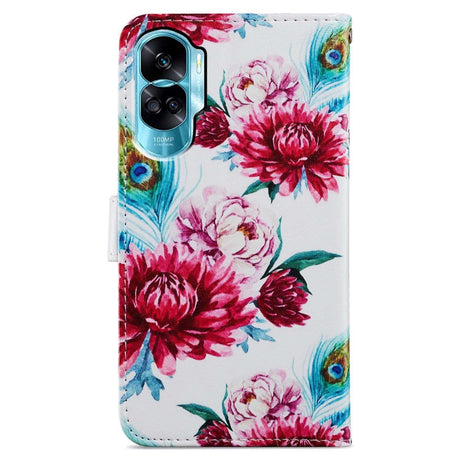 Honor 90 Lite Kunstlæder Cover m. Pung og Strop - Blomster
