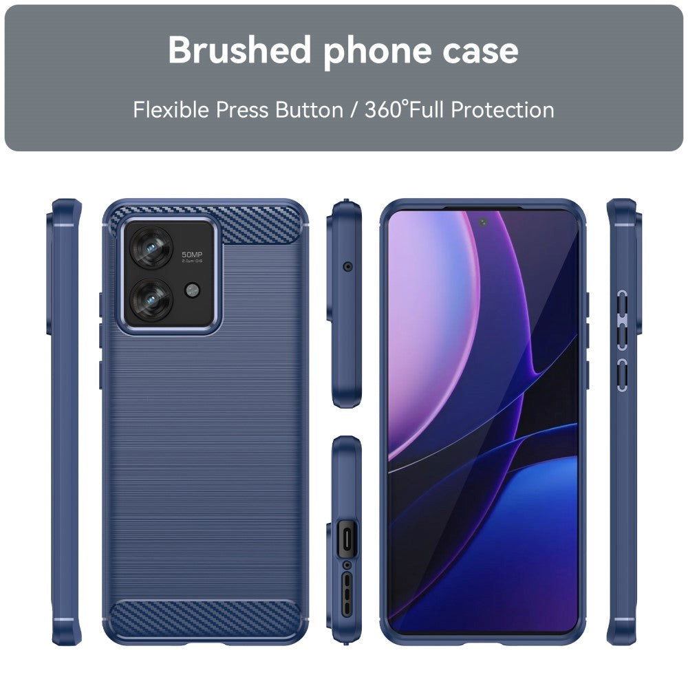 Motorola Edge 40 Neo Brushed Carbon Plastik Cover - Blå
