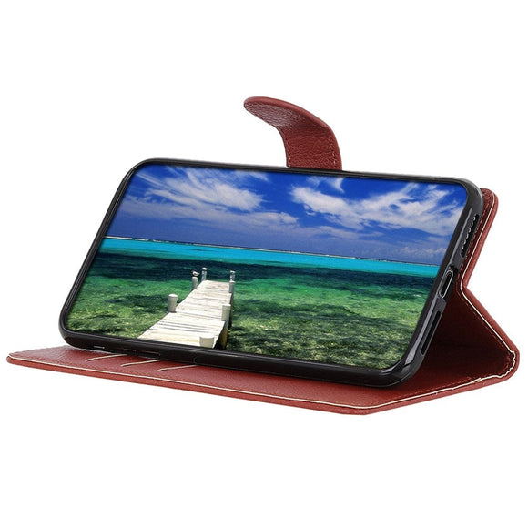 Samsung Galaxy A05s Litchi Læder Cover m. Pung - Brun