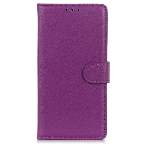 Samsung Galaxy A05s Litchi Læder Cover m. Pung - Lilla