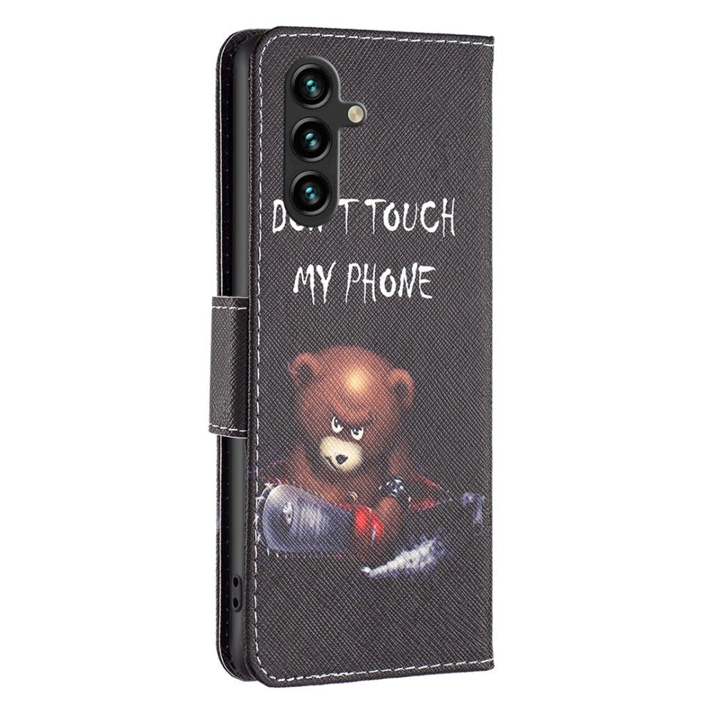 Samsung Galaxy A15 (5G) / A15 Læder Cover m. Pung & Ståfunktion - "Don't Touch My Phone" - Bjørn