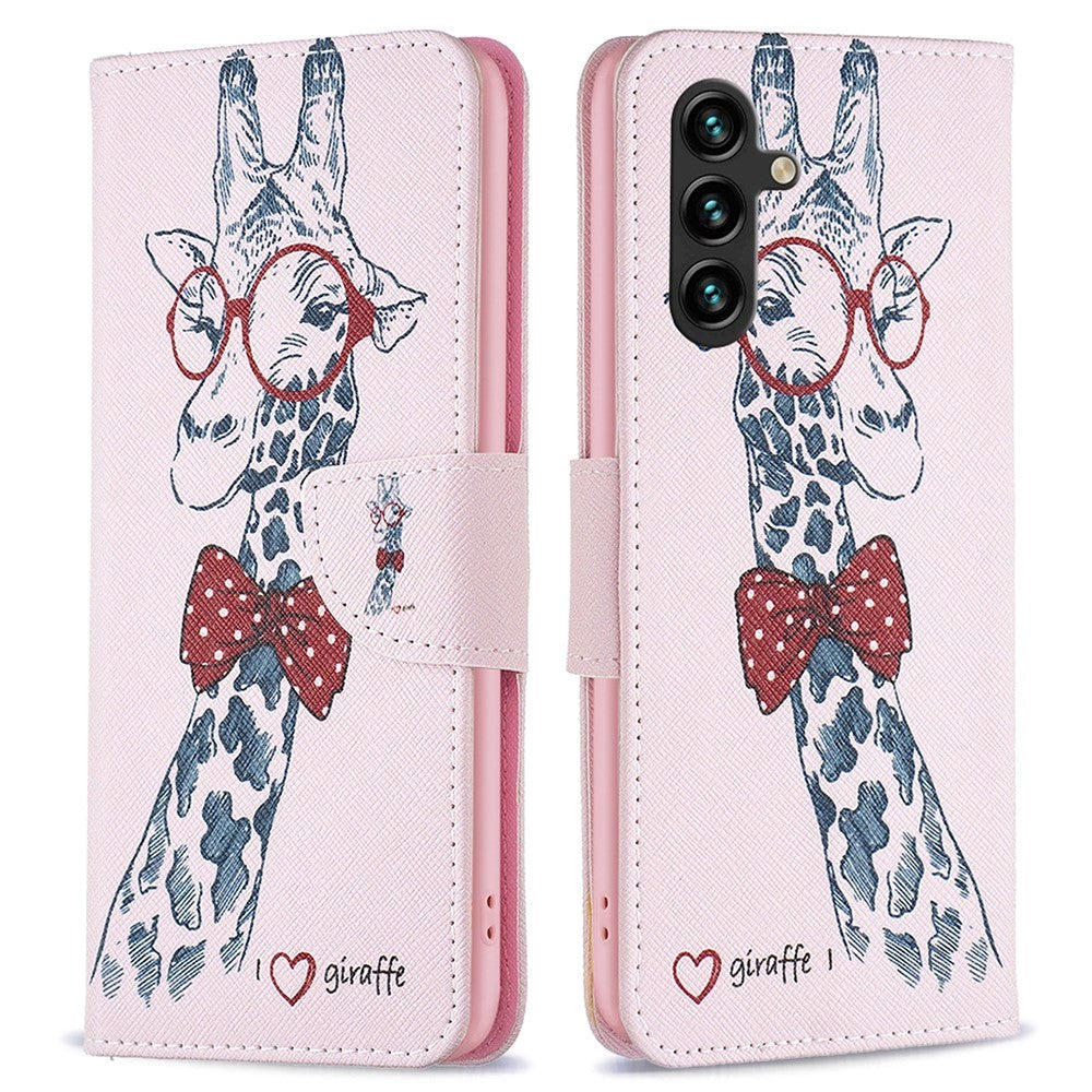 Samsung Galaxy A15 (5G) / A15 Læder Cover m. Pung & Ståfunktion - Giraf