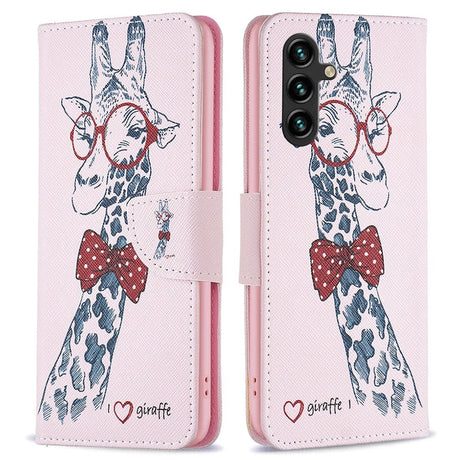 Samsung Galaxy A15 (5G) / A15 Læder Cover m. Pung & Ståfunktion - Giraf