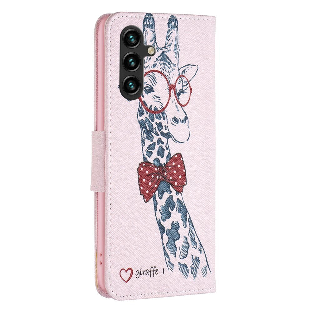 Samsung Galaxy A15 (5G) / A15 Læder Cover m. Pung & Ståfunktion - Giraf
