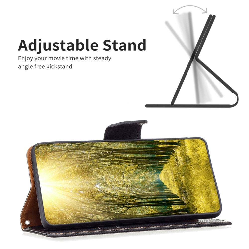 Samsung Galaxy A15 (5G) / A15 PU Litchi Læder Cover m. Pung & Strop - Sort
