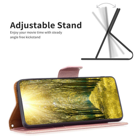 Samsung Galaxy A15 (5G) / A15 PU Litchi Læder Cover m. Pung & Strop - Rose Gold